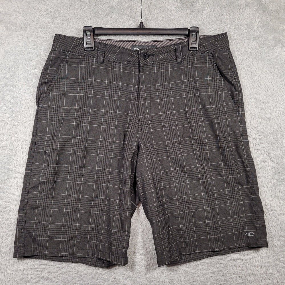 O'Neill Walking Golf Chino Shorts Mens 36 Grey Plaid‎ Woven Flat Front 36x11